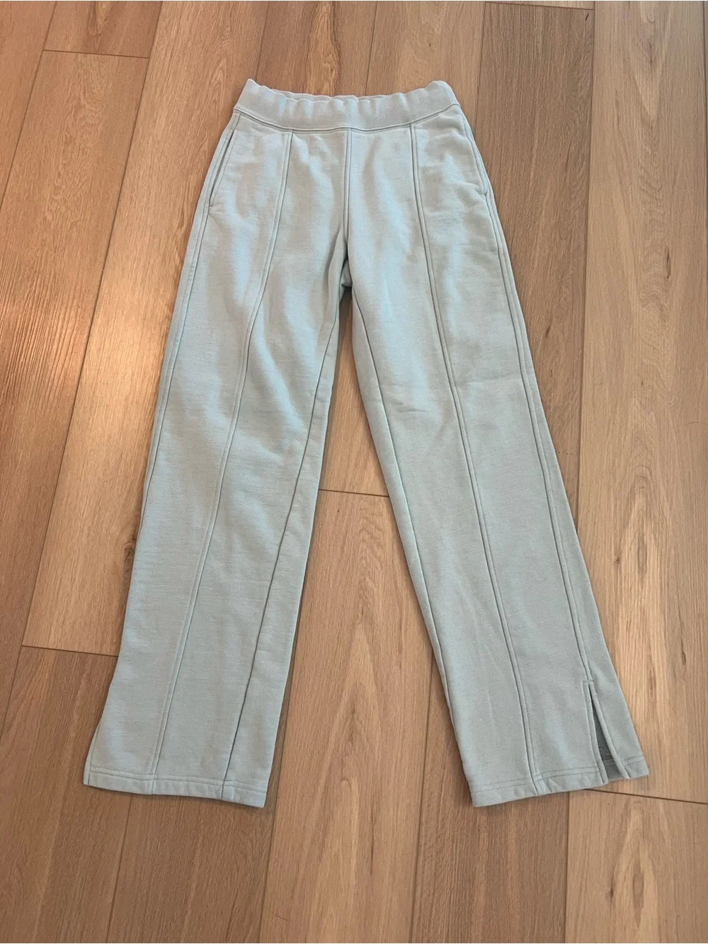 ALO Yoga Pale Blue High-Rise Straight Leg Track Pants